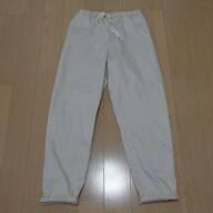裾織り上げスリムパンツ　オフホワイト　受注生産