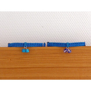 猫の首輪　トリミングブレード　くるくる模様　ブルー