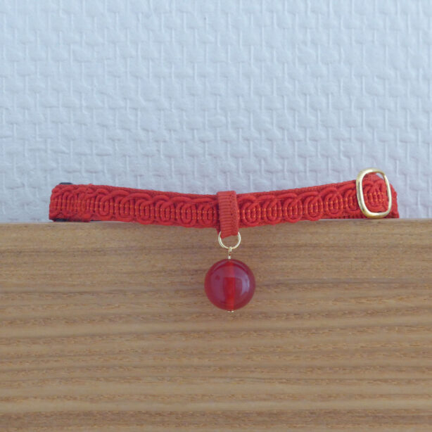 猫の首輪　トリミングブレード　くるくる模様　赤