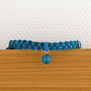 アウトレット　猫の首輪　トリミングブレード　サテンリボン　ターコイズブルー