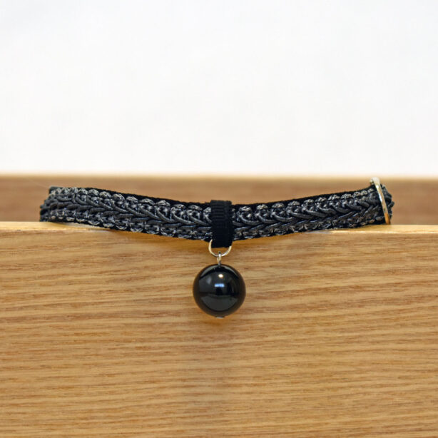 猫の首輪　アンティーク調メタリックトリミングブレード①　ブラック