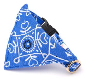 バンダナ付き猫首輪　ペイズリー　ブルー