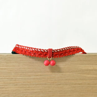 猫の首輪　トリミングブレード音符シリーズ　赤