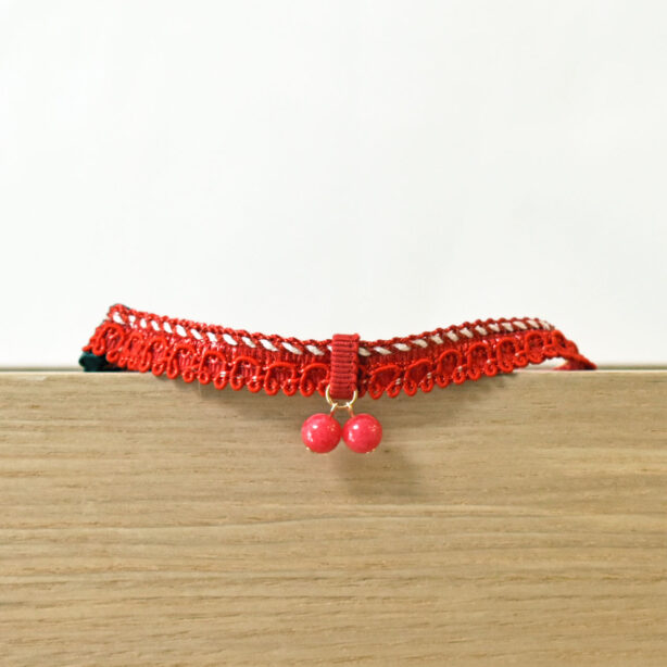 猫の首輪　トリミングブレード音符シリーズ　赤