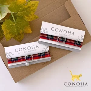 ■タータンチェック猫首輪【ロイヤル・スチュアート】（シルバーバックル）