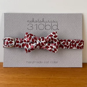 【 猫の首輪 】リバティリボン付き首輪 : BERRY : brown red