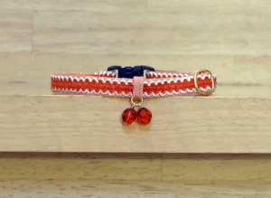 猫の首輪　オレンジビーズ