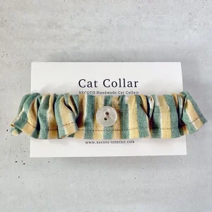 THz 猫のおはげ予防首輪:フリルタイプ【インド綿:MIXストライプ 】＜長さ調整つき＞