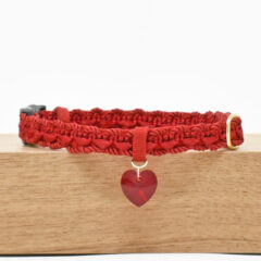 猫の首輪　トリミングブレード　ツイストサテン赤