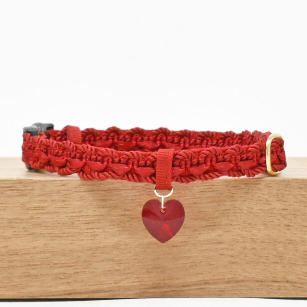 猫の首輪　トリミングブレード　ツイストサテン赤